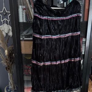 Elegant Black Maxi Skirt with Colorful Accents